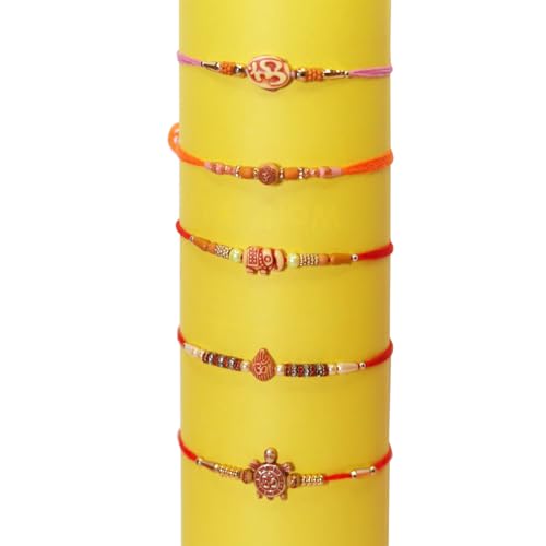 Set of 5 Fancy Rakhi forRaksha Bhandan Handmade Rakhi Bracelet With Stone Work Design For Brother Bhaiya Celebration Hindu Festival of Rakshabandhan2