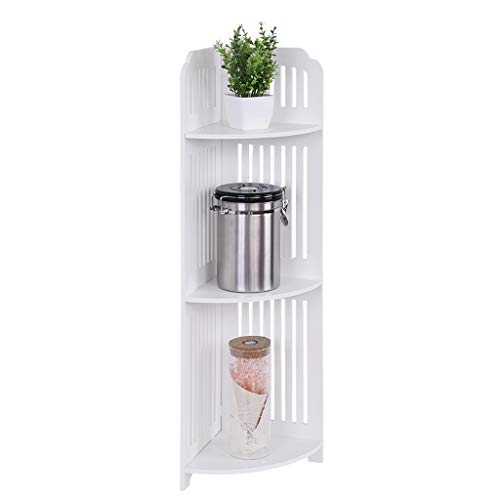3 Tier Corner Shelves, Bathroom Bathtub Tension Shower Caddy Holder, Corner Ladder Shelf for Living Room, Bookcase Display Organizer, Multipurpose Corner Shelving for Small Spaces (White)