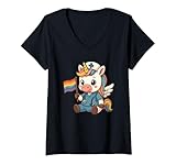 Damen Pflegekraft Einhorn LGBTQ Regenbogen Flagge mit Stolz T-Shirt mit V-Ausschnitt
