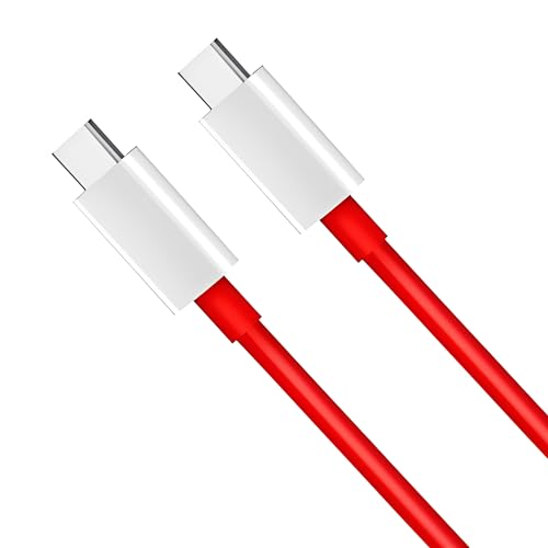 Image of Original Type C to C Charging Mobile Data Cable for 12 /12R /11 /11R /10 Pro /10R /10T /9 /9R /9Rt /8 /8T /Nord 3 /Ce 3 /Ce 3 Lite /Nord 2 /2T /Ce 2 /Ce2 Lite /Open Support Warp /Dash /SuperVooc 65W, Red