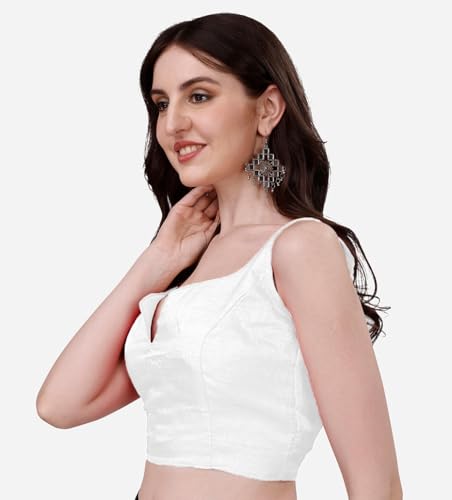Image of Pujia Mills Women's Heavy Phantom Silk Bollywood Style Sleeveless Trendy Blouse(Veda)