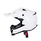 1Storm Adult Motocross Helmet ATV Dirt Bike BMX MX Downhill Mountain Helmet Track Style JH601; Glossy White