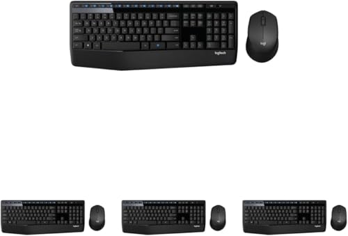 Image of Logitech MK345 Wireless Keyboard and Mouse Combo with Palm Rest, 2.4 GHz USB Receiver, Compatible with PC, Laptop, Black (Pack of 4)