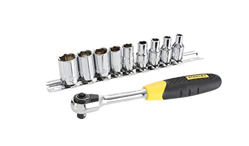 Preisvergleich Produktbild Stanley Micro Tough Umschaltknarre (mit 6-Kant Steckschlüsseln 1 / 4 Zoll, 10-teilig, 4 / 5 / 5.5 / 6 / 7 / 8 / 10 / 11 / 13 mm) 0-94-610