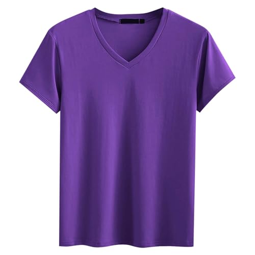 YOSUWOAI Camiseta de manga corta para hombre, cuello de pico, camiseta interior monocolor, camiseta deportiva, camiseta de verano, camiseta de trabajo al aire libre, cómoda, suave, camiseta ligera de