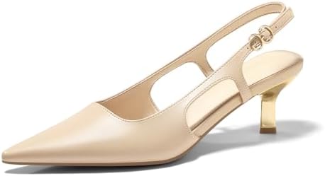 Coutgo Womens Low Kitten Heels Slingback Pumps Closed Pointed Toe...