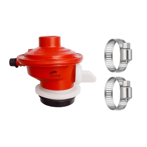 Image of ODAR Gas Regulator with 2 Clamps, ISI Marked, Red, Suitable for All Gas Cylinders, Pack of 3