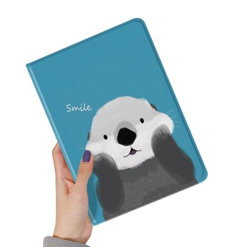 iPad 10.2インチ iPad 第9/8/7世代 ケース 可愛い 動物 ラッコ iPadAir3 iPadPro10.5 ケース クマ ウサギ ネコ 柄 イラスト iPad 10.2 10.5インチ カバー 印刷 プリント ブック式 手帳型 柄物 オリジナル,ラッコ