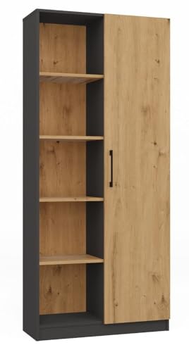 CDF Office Bücherregal RD-80 | Farbe: Anthrazit - Eiche Artisan | Für Wohnzimmer, Büro, Arbeitszimmer | Modern | Regal für Bücher und Spielzeug | Ideal für Kinderzimmer, Teenager, Jugendzimmer CDF Office Bücherregal RD-80 | Farbe: Anthrazit - Eiche Artisan | Für Wohnzimmer, Büro, Arbeitszimmer | Modern | Regal für Bücher und Spielzeug | Ideal für Kinderzimmer, Teenager, Jugendzimmer