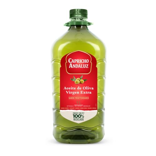 Capricho Andaluz | Aceite de Oliva Virgen Extra | Botella PET 5L, prensado en frío, origen español, bajo en carbohidratos, sin azúcar | Para dieta mediterránea