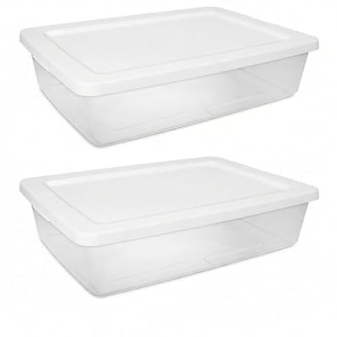 CNEIESD (2 pack) 28 Quart Clear Storage Bin with Lid,