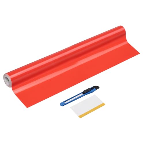 Film vinyle 6D carbone rouge HARFINGTON imperméable et thermoformable en PVC de 50cm x 2,1m