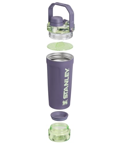 Image of STANLEY Vitalize Shaker Bottle, 20 oz, Purple Umbra | Leakproof Shaker Bottle | Fast-Flow Spout | Removable Strainer | Easy-Grip Handle | Base Container | Double-Wall Insulation