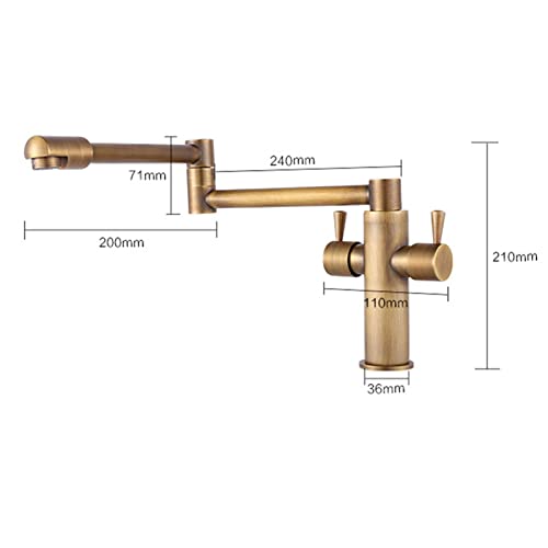 Robinet de cuisine pliant en laiton antique d'exception avec double articulation rétro - 6