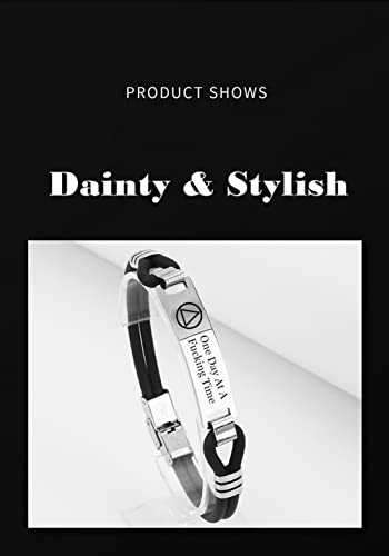 Personalized Engraved Sobriety Recovery Layered Silicone Bracelet, Inspirational Alcoholics Anonymous Alchohol Addiction Sober Recovering Bangle Inspiring AA AF Gifts for Family Friends, 8.26 Inch3