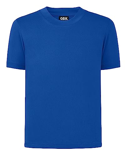 QBK 2T to Youth Neon Shirt Kids UPF 50+ Dry Fit Athletic Short Sleeve Rash Guard T Shirts for Boys Girls Sports Undershirt (Blue M)