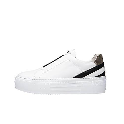 Image of Nero Giardini E010881D Women’s Leather and Canvas Sneakers - White 39 EU