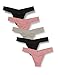 Produktbild Iris & Lilly Damen Nahtloser Tanga, 5er-Pack, Mehrfarbig (schwarz/grau/rose), L, Label: L