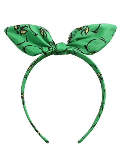 Furutonhe Christmas Knotted Bow Headband for Women Monster Costume Headwear Dress up Trip Hair Accessories Green
