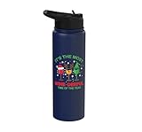Wine Xmas Pajama PJ Funny Men Women Stainless Steel Insulated Water Bottle