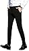 Plaid&Plain Men's Stretch Dress Pants Slim Fit Skinny Suit Pants 7104 Black 32W30L