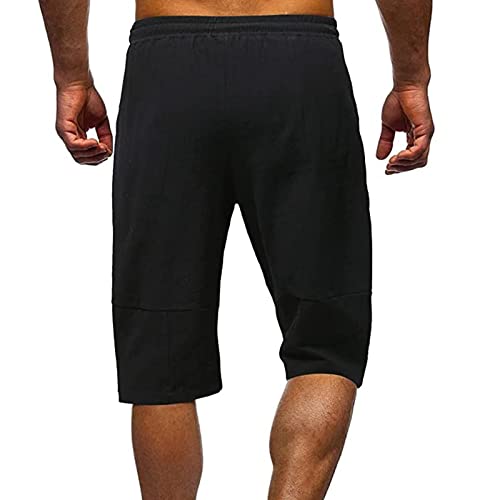 Men's Cotton Linen Shorts Summer Casual Boho Beach Shorts Stretch Drawstring Workout Gym Yoga Shorts with Pockets3
