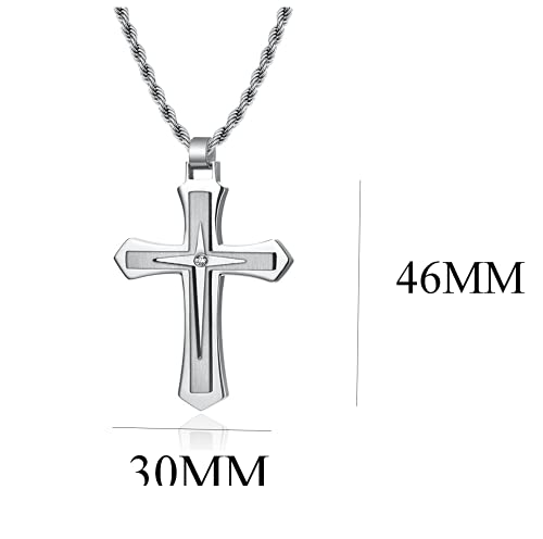 Collier croix en acier inoxydable et titane noir argent JO WISDOM