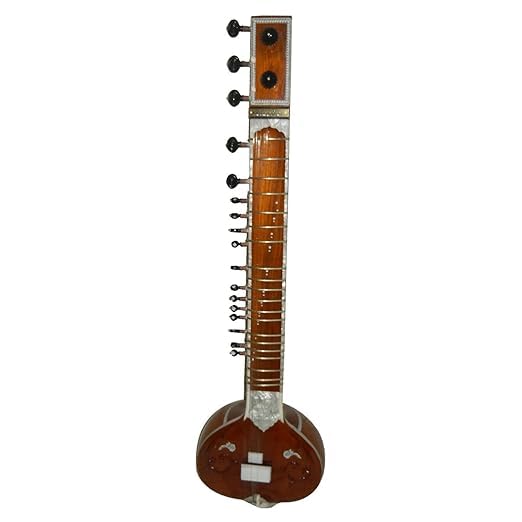 Ustad Ravi Shankar Style Sitar | Premium Tun Wood Construction Includes Fiber Box, Mizrabs, and Two Thumba Ideal for Classical Music Performances