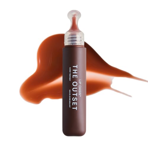 Image of The Outset Lip Oasis Hydrating Lip Balm, Glossy Moisturizing Lip Treatment for Dry, Sensitive Lips, Clean, Vegan & Gluten-Free, Bonfire, 0.3 oz