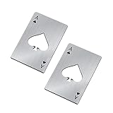 Zoocm Poker Card Stainless Steel Flat 2 Pcs Beer Opener, Portable Ace of Spades Credit Card Size, Ca
