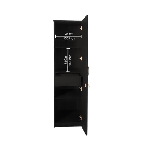 Image of Amazon Brand - Solimo Optima Engineered Wood 6ft 1 Door Wardrobe for Clothes with Drawer| Storage Organizer | Storage Cabinet | Multipurpose Almirah for Bedroom - Wenge, 6ft