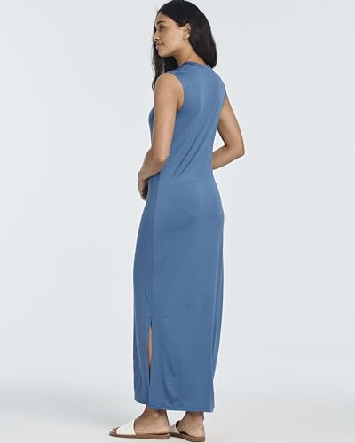 Image of Real Essentials 3 Pack: Women's Maxi Tank Dress | Sleeveless Casual Long Lounge Dress (Plus