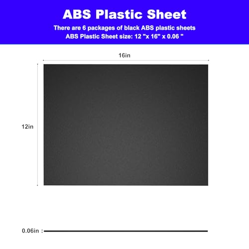 Image of ABS Plastic Sheet 1 /16 Inch -Black Plastic Sheeting -Flexible Plastic Sheet- Heat Moldable ABS plasticsheet for DIY,Car Interiors,Decor,Crafts - 6 Pack