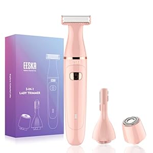 Damenrasierer Elektrisch, Intimrasierer für frauen Bikini Trimmer, IPX7-wasserdichter Nass und Trocken, Bikini/Gesicht/Arme/Beine, USB Wiederaufladbar EESKA