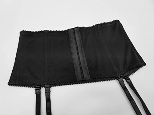 Tvrtyle Black Women's Waist Training Fishbones Lace Metal Clips Sexy Garter Belts For Stockings S516B (Black, Medium) #TOP6