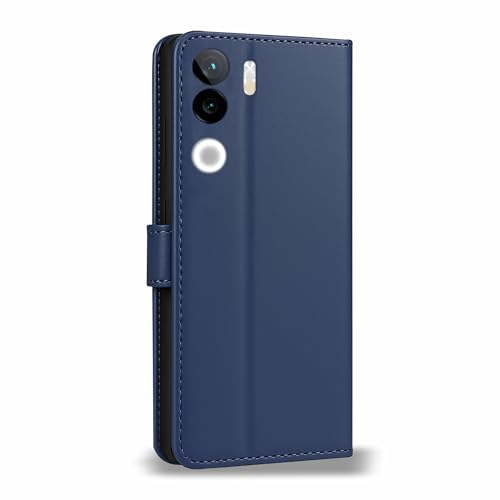 Image of AIBEX Shock Proof Flip Compatible for iQOO Z9s 5G / Vivo V40E 5G Flip Cover Leather Finish | Inside TPU with Card Pockets | Wallet Stand | Complete Protection Flip Case - Blue