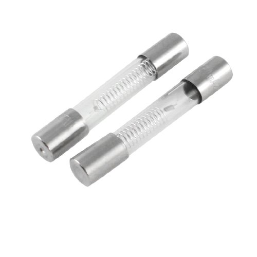 sourcing map 2 x 0.65A 5KV 6mm x 40mm Axial Vidrio Fusible Tubos para Microondas Horno