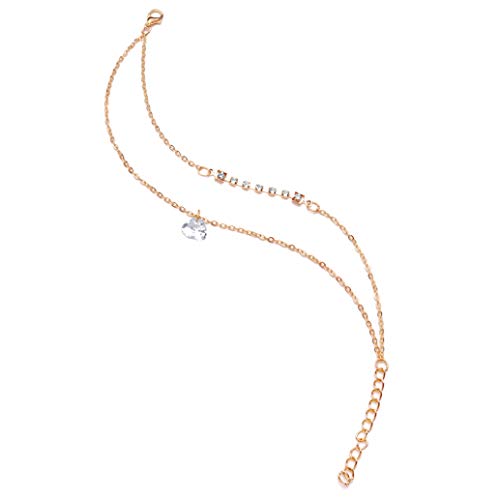 Hengxingwf Exquisite Double Layer Beads Anklet with Heart Pendant for Women Jewelry