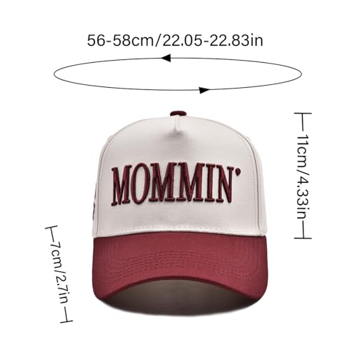 Image of Mommin Trucker Hat for Women Embroidered Mom Baseball Cap Adjustable Canvas Vintage Hat for Casual Wear