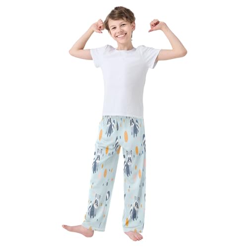 Lovely Raccoon Dots Pajama Pants Soft PJ Bottoms Lounge Pants for Sleepwear Sport Size 6–14 Years3