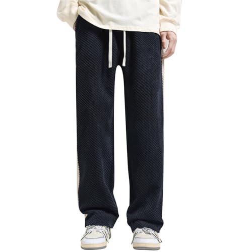 Baggy Wide Leg Corduroy Pants for Men Loose Fit Drawstring Hip Hop Joggers Pants Casual Tapered Sweatpants Slacks