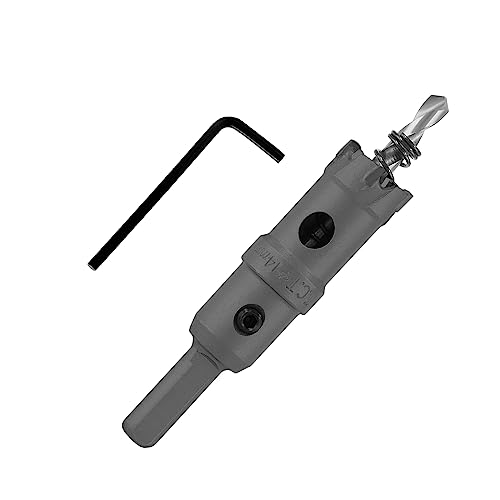 Cjueiom 14mm / 9/16 Inch Carbide Hole Saw, TCT Carbide Metal Hole Cutter, Heavy Duty Hole Saw for Stainless Steel Sheet Metal
