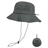 NPQQUAN Waterproof Quick Dry Bucket Hats for Woman Men Packable Foldable Rain Sun Hat Lightweight Hiking Hat Pure Darkgray