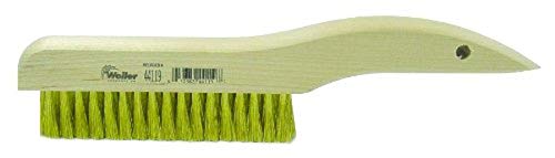 Image of Weiler 44118 0.006 inch Wire Size, 5-1 /2 inch Brush Length, 13 inch X 7 /8 inch Block Size, 3 x 19 No. of Rows, Brass Bristles, Hardwood Block, Plater's Scratch Brush, Made in the USA