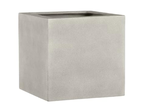 Esteras Pflanzkübel groß außen - Fiberglas Blumenkübel grau 37x37x37cm - Premium Blumenkasten für Draußen - Blumenkübel Frostsicher - Blumenkasten für den Garten Warm Concrete - Lisburn