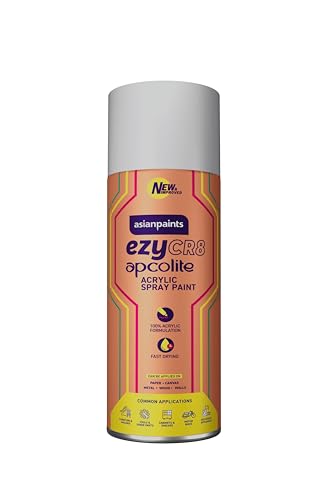 Image of Asian Paints ezyCR8 Apcolite DIY Spray Paint - Silver, 400ml, 100% Acrylic | Multi-Surface Use: Metal, Wood & Walls