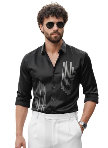 Image of IndoPrimo Men's Stylish Satin Shirt for Party and Casual Wear - Exclusive Designer Full Sleeve Shirt for Men - Pilar