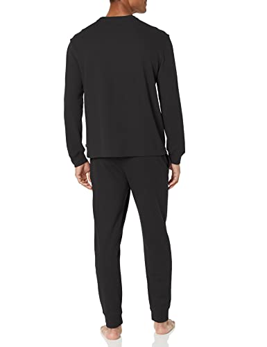 Nautica Men's Waffle Pajama Pant Set, True Black, L #TOP2