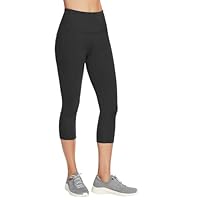 Skechers Women's Go Walk High Waisted Mid Calf Legging, Bold Black, X-Small