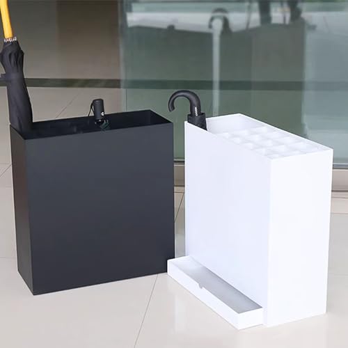 Support de parapluie rectangulaire en métal blanc peu encombrant - 8
